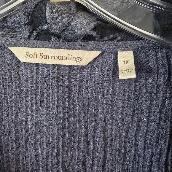 SOFT SURROUNDINGS  Women's AVA Tunic Top Blue Silk Blend Size 1X Bohemian - Picture 4 of 7